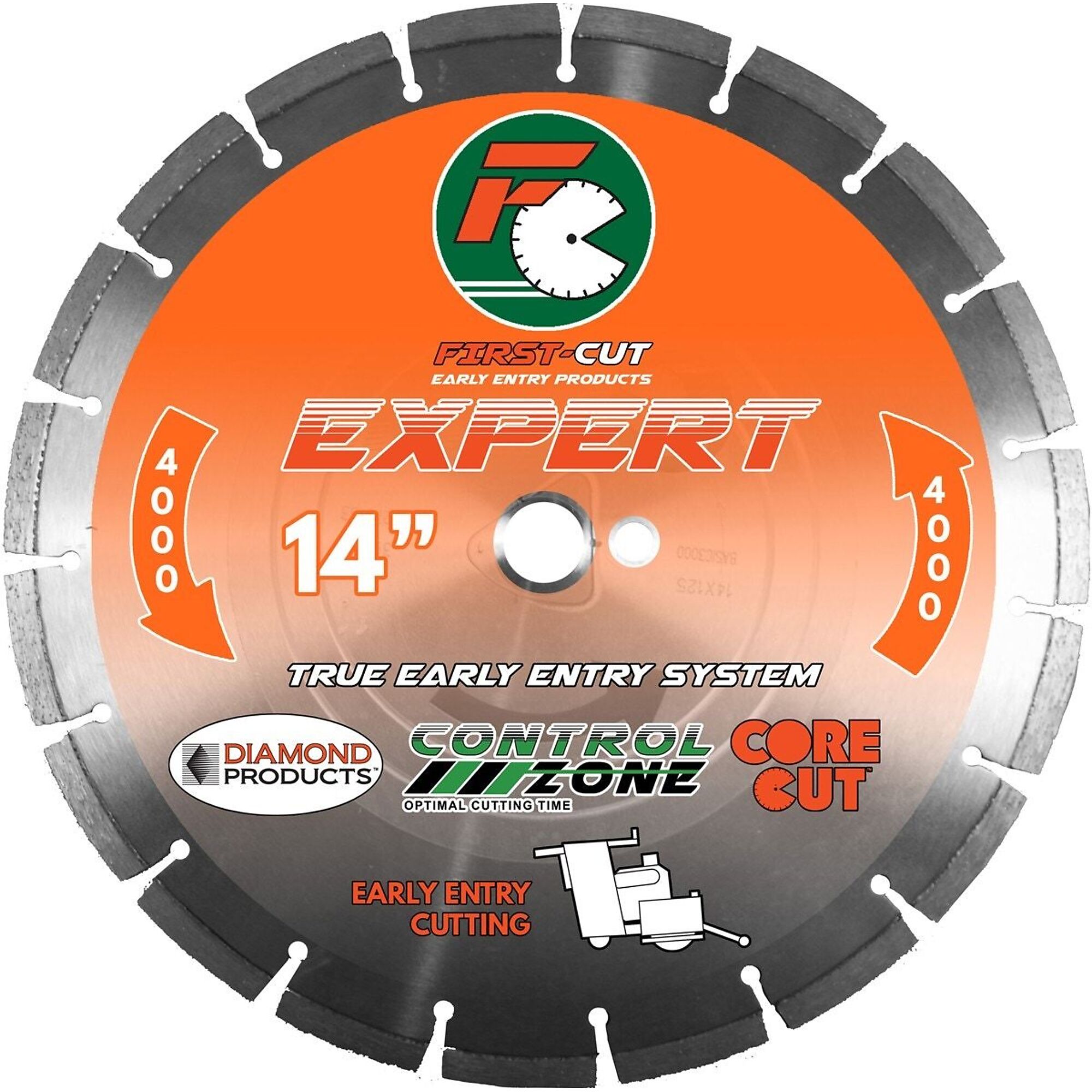 Diamond First-Cut Early Entry Blade — 14in. x 0.250in. x 1in., Triangle Knockout, Skid Plate, Model# 64597